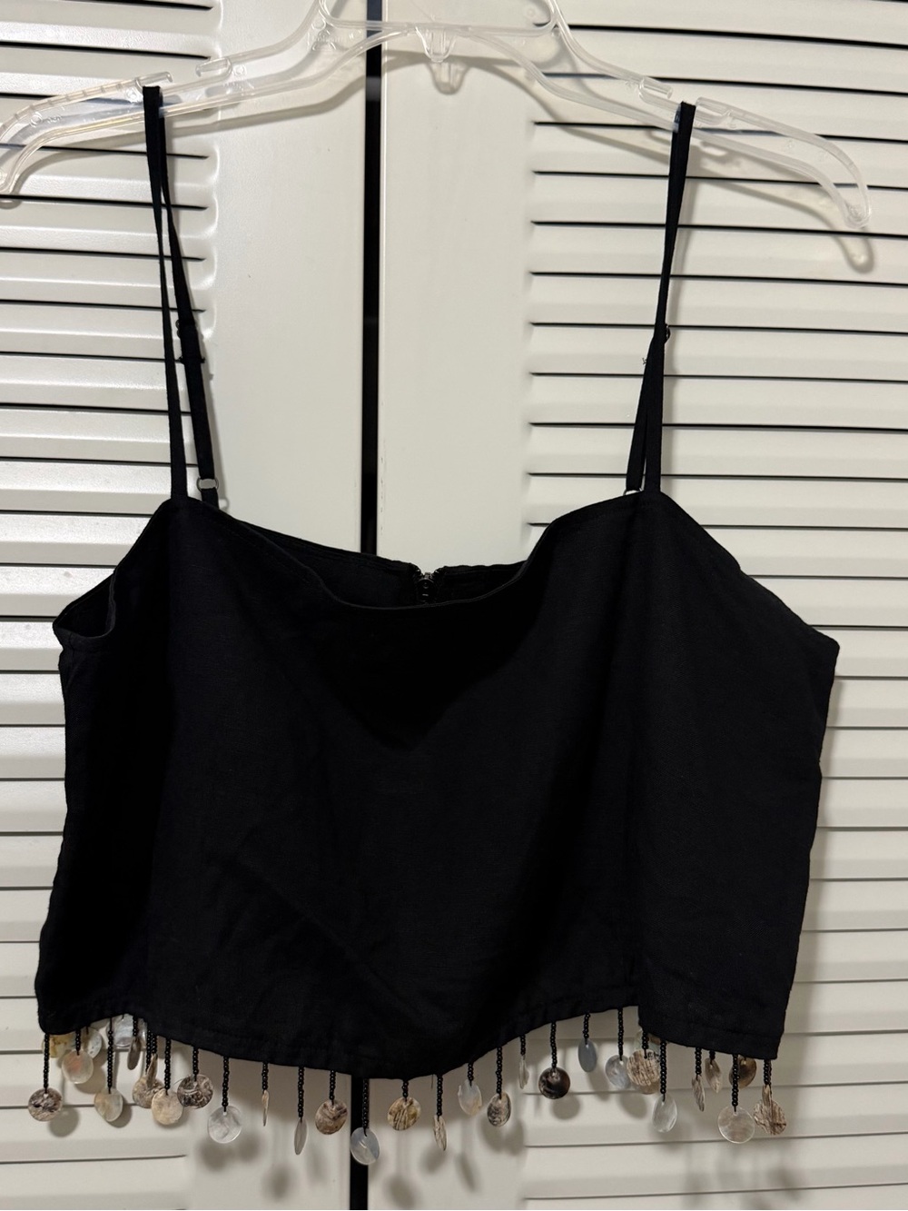 Jason Wu Black Beaded Hem Spaghetti Strap Top size 10